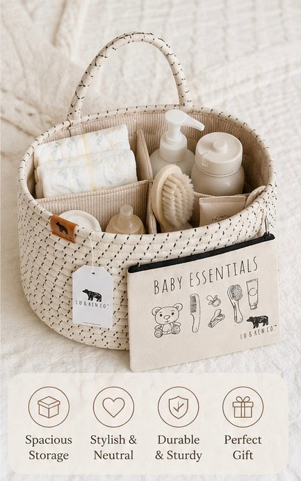 Neutral Bedside Organizer for New Moms